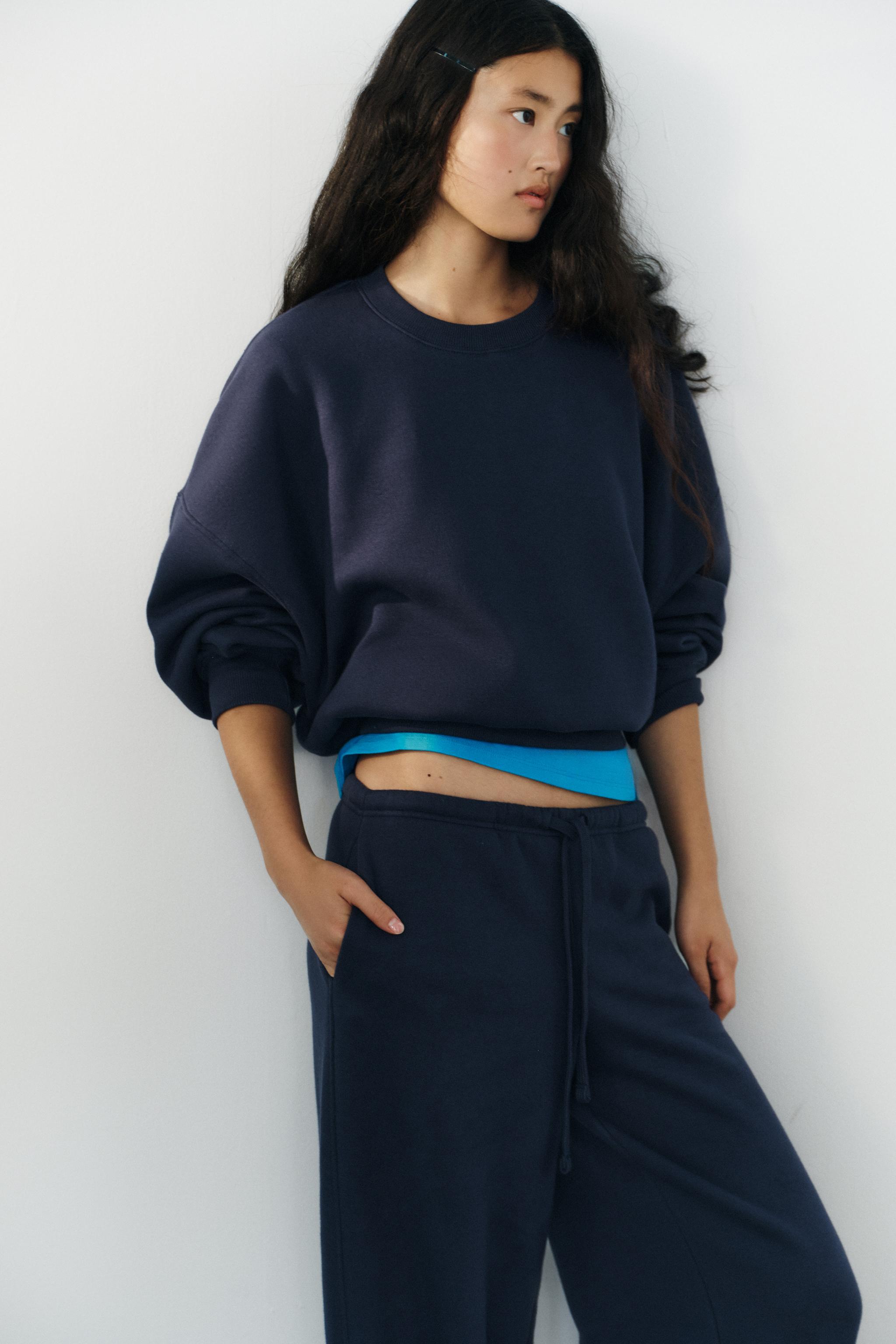 PANTALON EN MOLLETON BASIQUE DROIT À BAS AJUSTABLE
